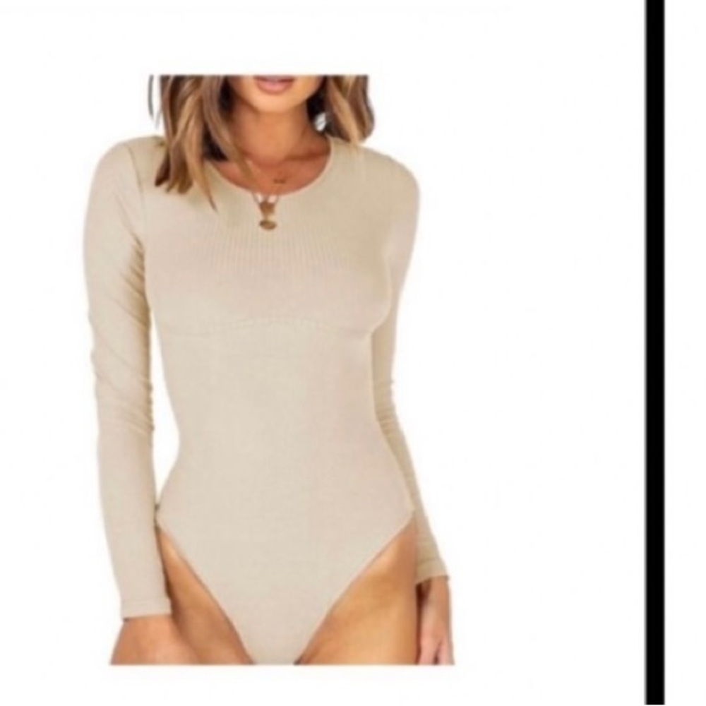 Miss joy beige long sleeve bodysuit
